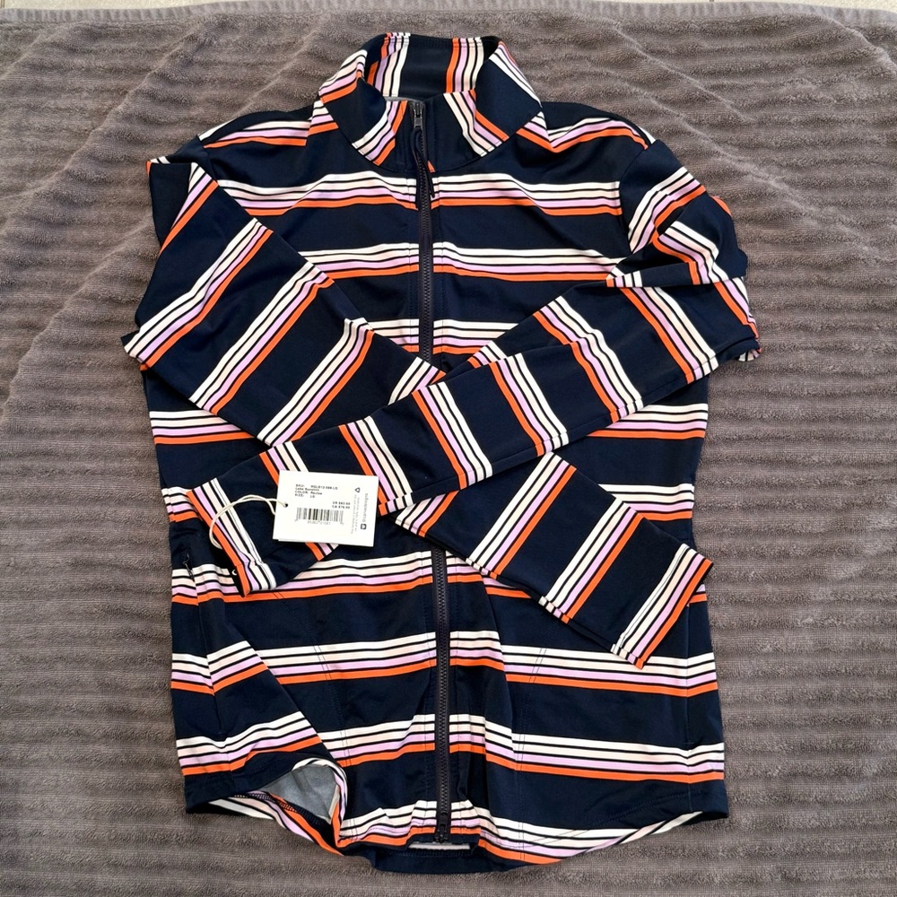 Carve Designs Lake Sunshirt Navy and Orange Striped Rash Gaurd